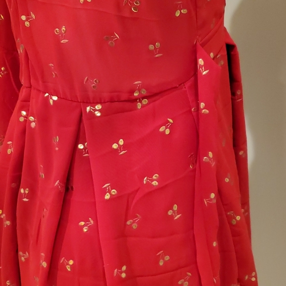 Triple F Red with Gold Cherries Shorts Romper - Picture 9 of 11